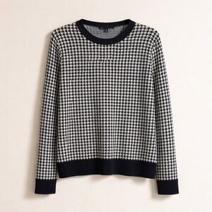 Brooks Brothers Black and White Houndstooth Sweater Size L